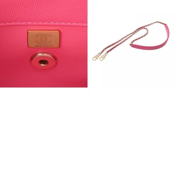 Authentic CHANEL Lambskin Quilted XS Mini Top Handle Rectangular Flap Bag Pink - Picture 9 of 11